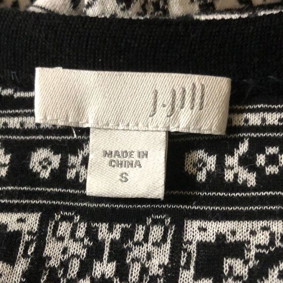 J. Jill cardigan Small 100% cotton open high low hem artistic shrug black white - Picture 5 of 7